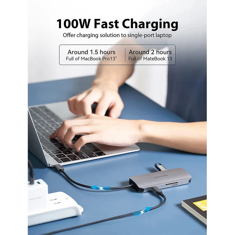 Vention 7-in-1 USB-C Docking Station - USB-C to HDMI + USB 3.0 x 3 + SD + TF + PD - 0.15M (TOJHB)