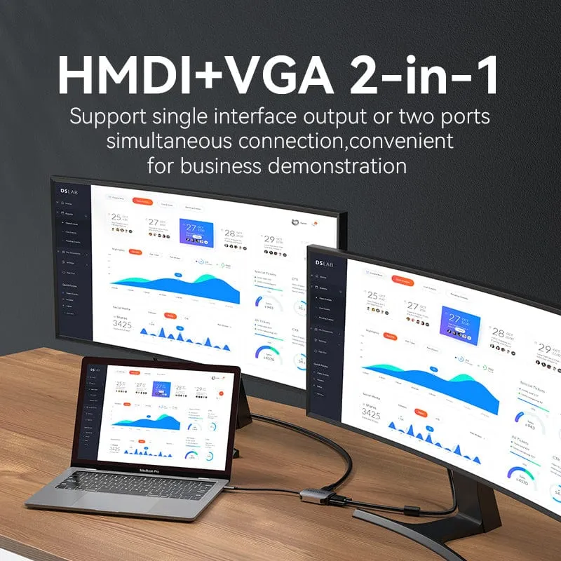 Vention USB-C to HDMI/VGA Converter 0.15M Gray Aluminum Alloy Type (TDIHB)