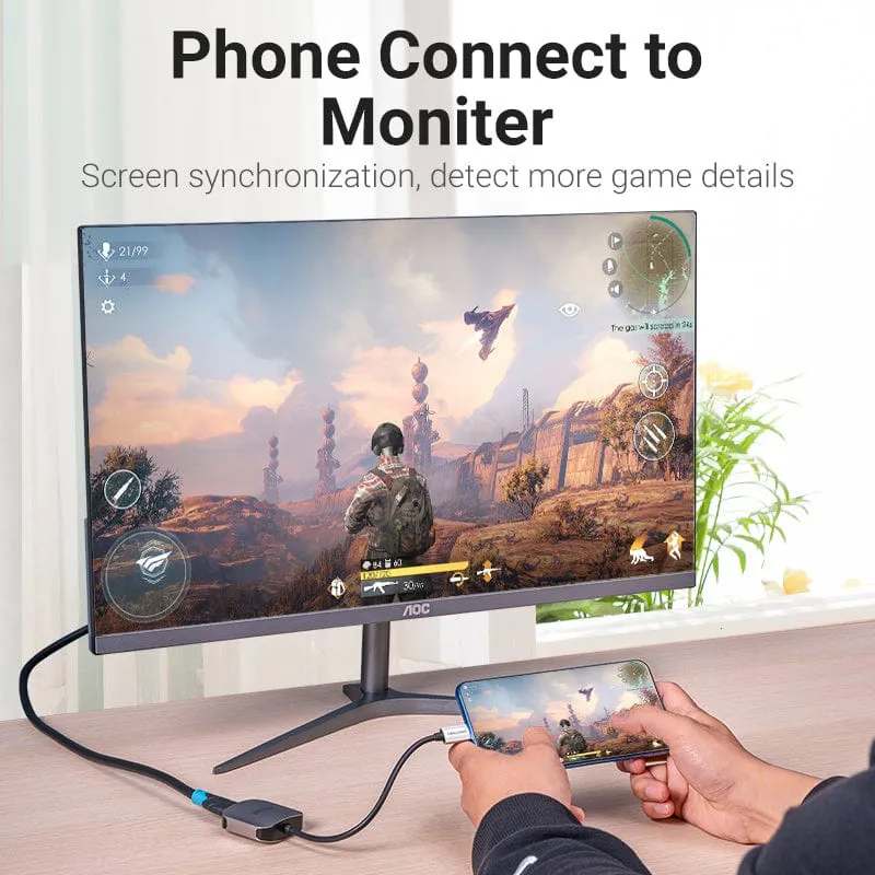 Vention USB-C to HDMI Converter 0.15M Gray Aluminum Alloy Type (TDEHB)
