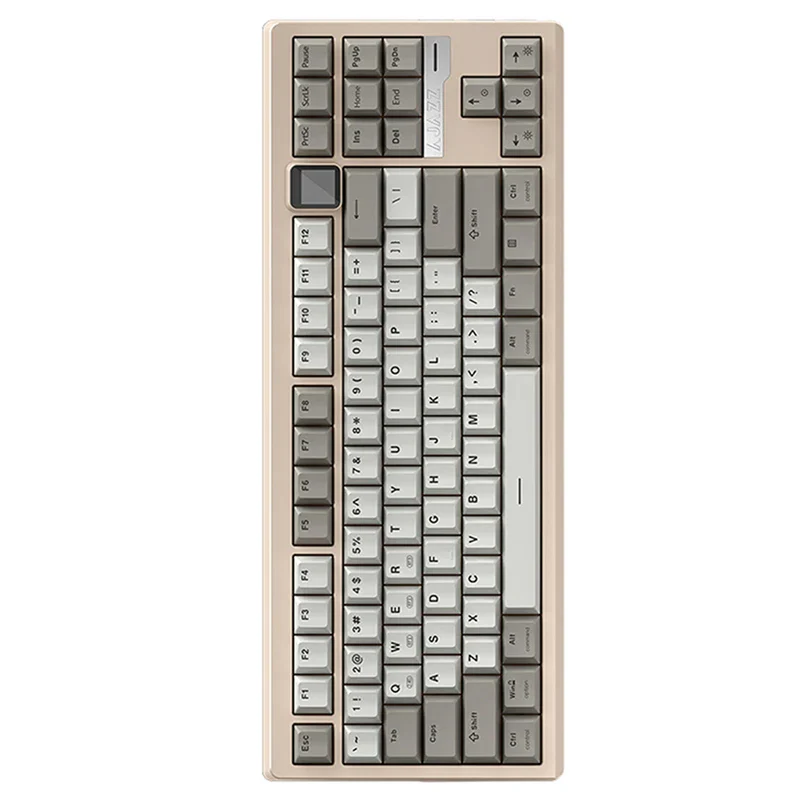 Ajazz QS87 Max RGB Tri-Mode 87-Keys Aluminum CNC Case Hot-Swappable Mechanical Keyboard (Grey/White) (Flame Red V2 Switch)