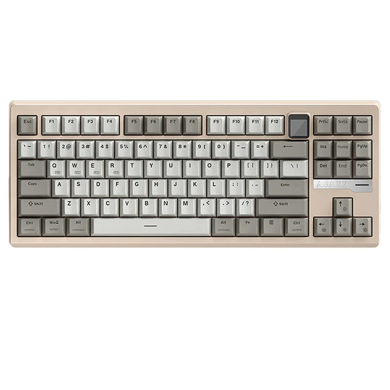 Ajazz QS87 Max RGB Tri-Mode 87-Keys Aluminum CNC Case Hot-Swappable Mechanical Keyboard (Grey/White) (Flame Red V2 Switch)