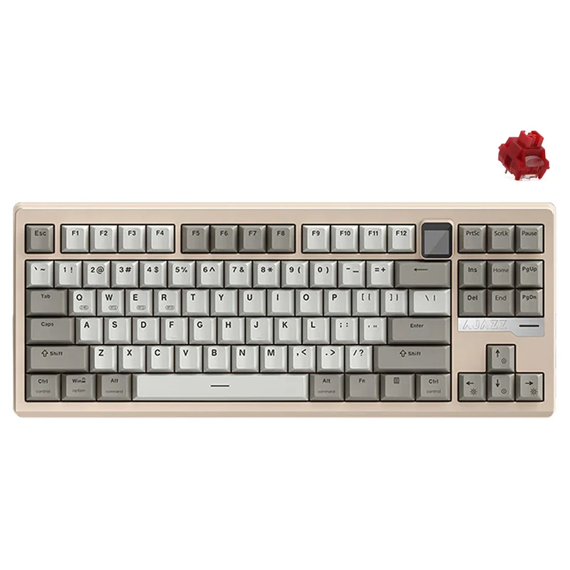 Ajazz QS87 Max RGB Tri-Mode 87-Keys Aluminum CNC Case Hot-Swappable Mechanical Keyboard (Grey/White) (Flame Red V2 Switch)