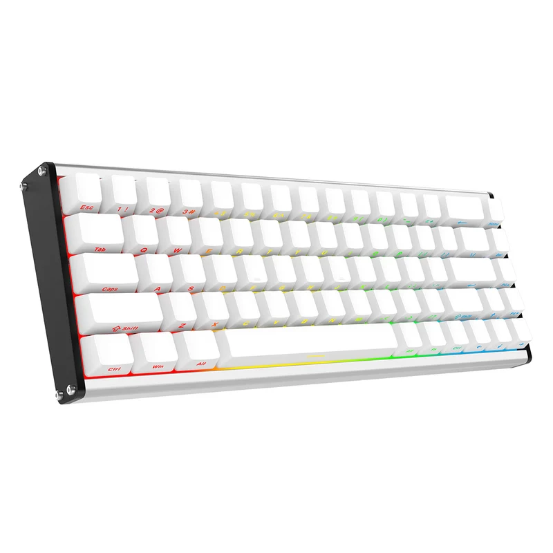 Ajazz ALUX68 Max RGB Wired 68-Keys Aluminum CNC Case Hot-Swappable Mechanical Keyboard (White) (Kotec Switch)