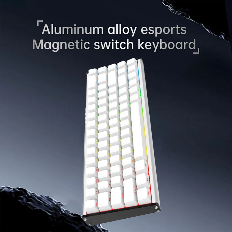 Ajazz ALUX68 Max RGB Wired 68-Keys Aluminum CNC Case Hot-Swappable Mechanical Keyboard (White) (Kotec Switch)