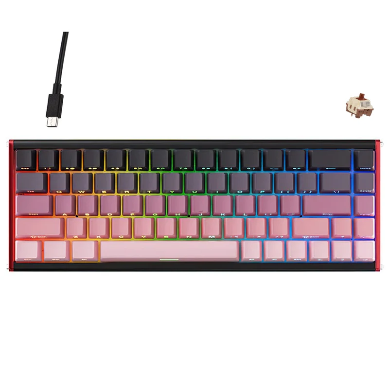 Ajazz ALUX68 Max RGB Wired 68-Keys Aluminum CNC Case Hot-Swappable Mechanical Keyboard (Gradient Pink) (Aquarius Magnetic Switch)