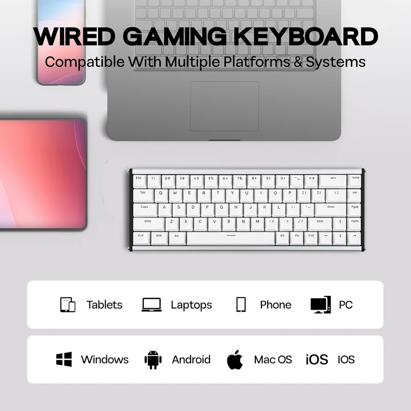 Ajazz ALUX68 Plus RGB Wired 68-Keys Aluminum CNC Case Hot-Swappable Mechanical Keyboard (White) (Magnetic Grain Switch)