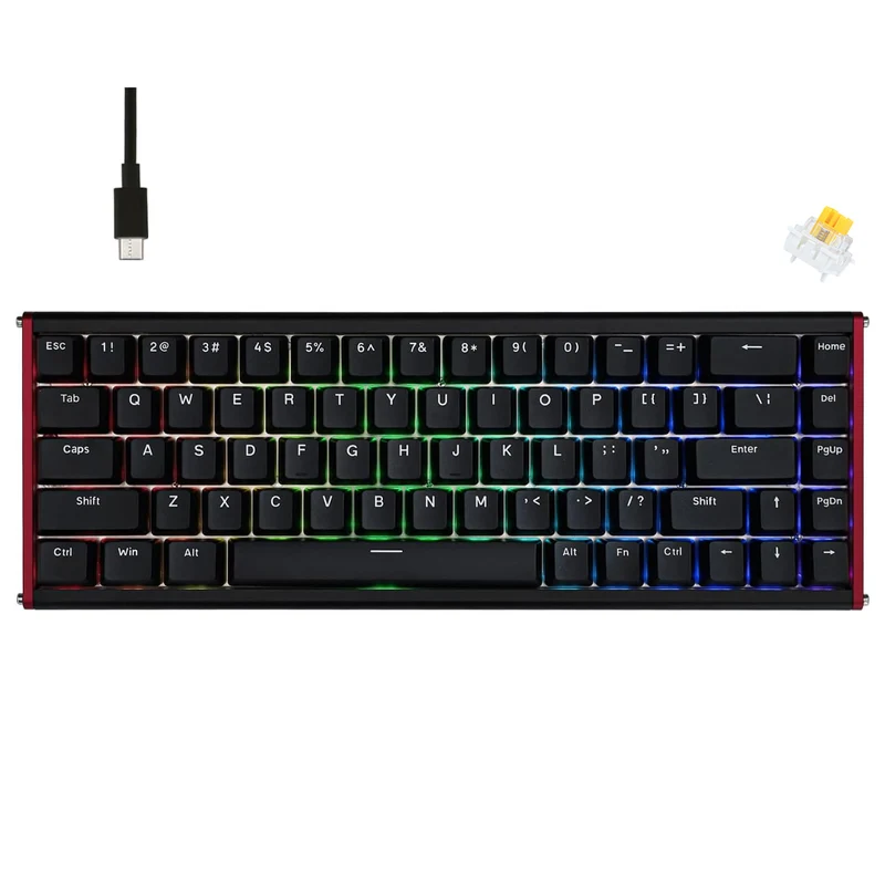 Ajazz ALUX68 Plus RGB Wired 68-Keys Aluminum CNC Case Hot-Swappable Mechanical Keyboard (Black) (Magnetic Grain Switch)