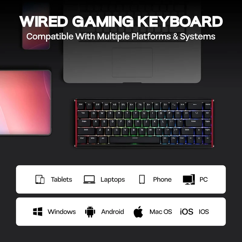 Ajazz ALUX68 Plus RGB Wired 68-Keys Aluminum CNC Case Hot-Swappable Mechanical Keyboard (Black) (Magnetic Grain Switch)