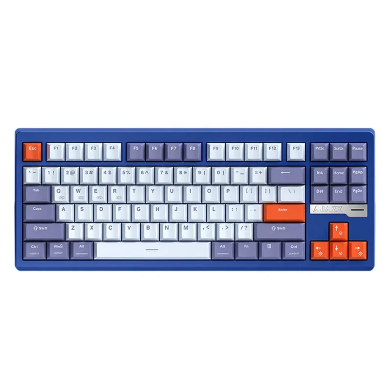 Ajazz QS87 Pro RGB Tri-Mode 87-Keys Aluminum CNC Case Hot-Swappable Mechanical Keyboard (Purple/Blue/Red) (Matcha Latte Switch)