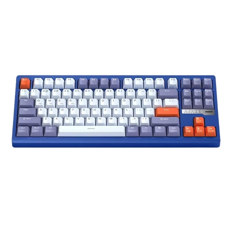 Ajazz QS87 Pro RGB Tri-Mode 87-Keys Aluminum CNC Case Hot-Swappable Mechanical Keyboard (Purple/Blue/Red) (Matcha Latte Switch)