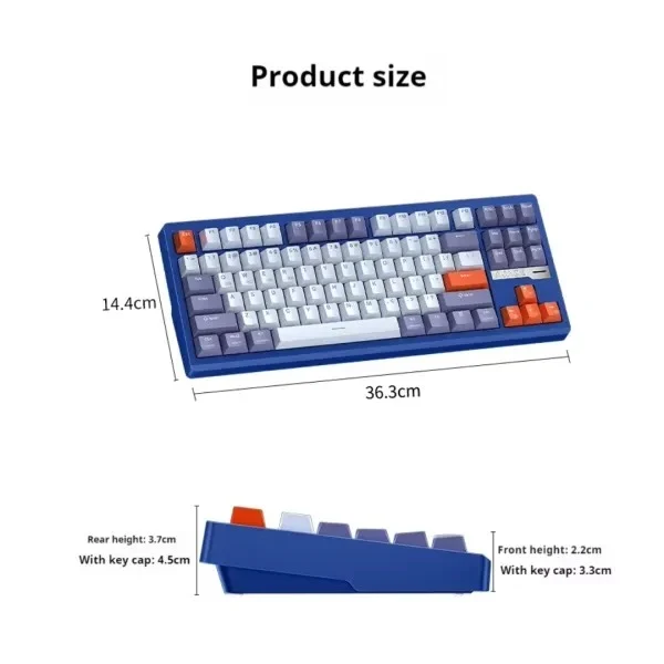 Ajazz QS87 Pro RGB Tri-Mode 87-Keys Aluminum CNC Case Hot-Swappable Mechanical Keyboard (Purple/Blue/Red) (Matcha Latte Switch)