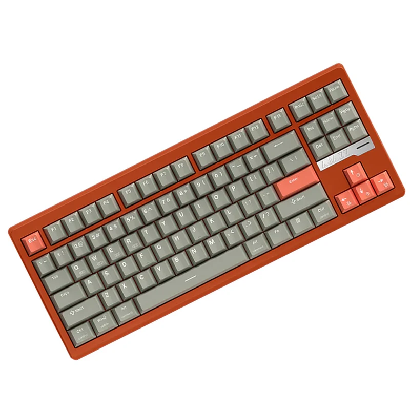 Ajazz QS87 RGB Tri-Mode 87-Keys Aluminum CNC Case Gasket-Mounted Hot-Swappable Mechanical Keyboard (Grey/Red) (Maillard Switch)