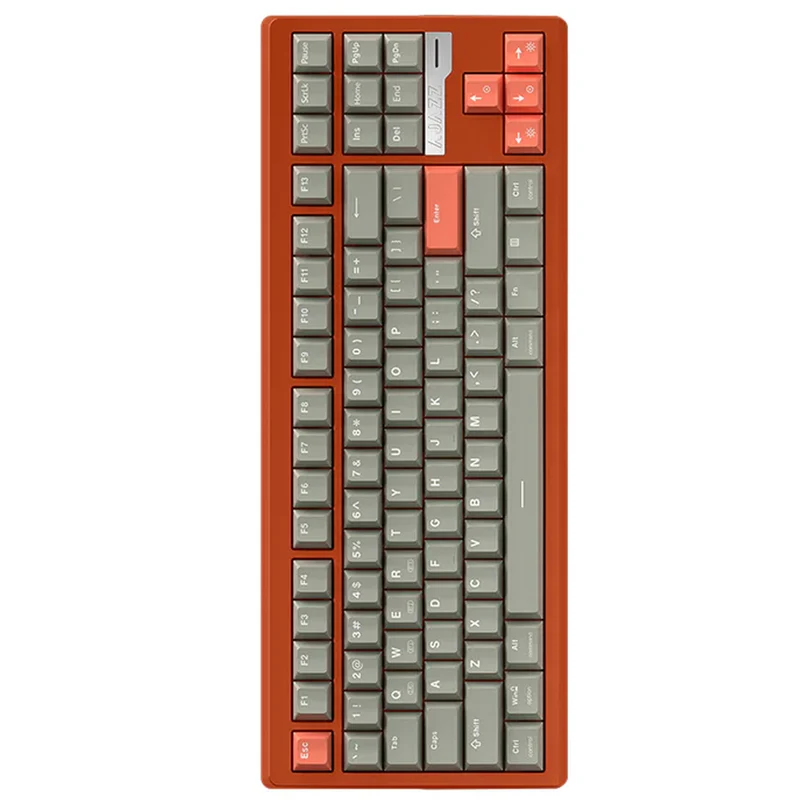 Ajazz QS87 RGB Tri-Mode 87-Keys Aluminum CNC Case Gasket-Mounted Hot-Swappable Mechanical Keyboard (Grey/Red) (Maillard Switch)