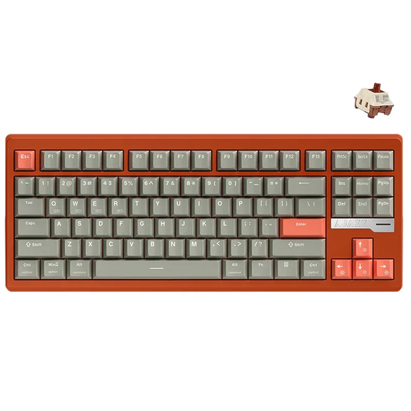 Ajazz QS87 RGB Tri-Mode 87-Keys Aluminum CNC Case Gasket-Mounted Hot-Swappable Mechanical Keyboard (Grey/Red) (Maillard Switch)