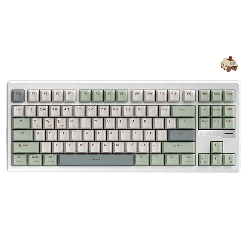 Ajazz QS87 RGB Tri-Mode 87-Keys Aluminum CNC Case Gasket-Mounted Hot-Swappable Mechanical Keyboard (Cyan/White/Blue) (Maillard Switch)