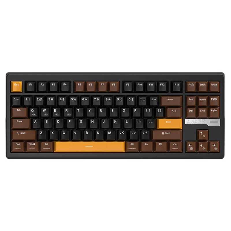 Ajazz QS87 RGB Tri-Mode 87-Keys Aluminum CNC Case Gasket-Mounted Hot-Swappable Mechanical Keyboard (Brown/Black/Yellow) (Maillard Switch)