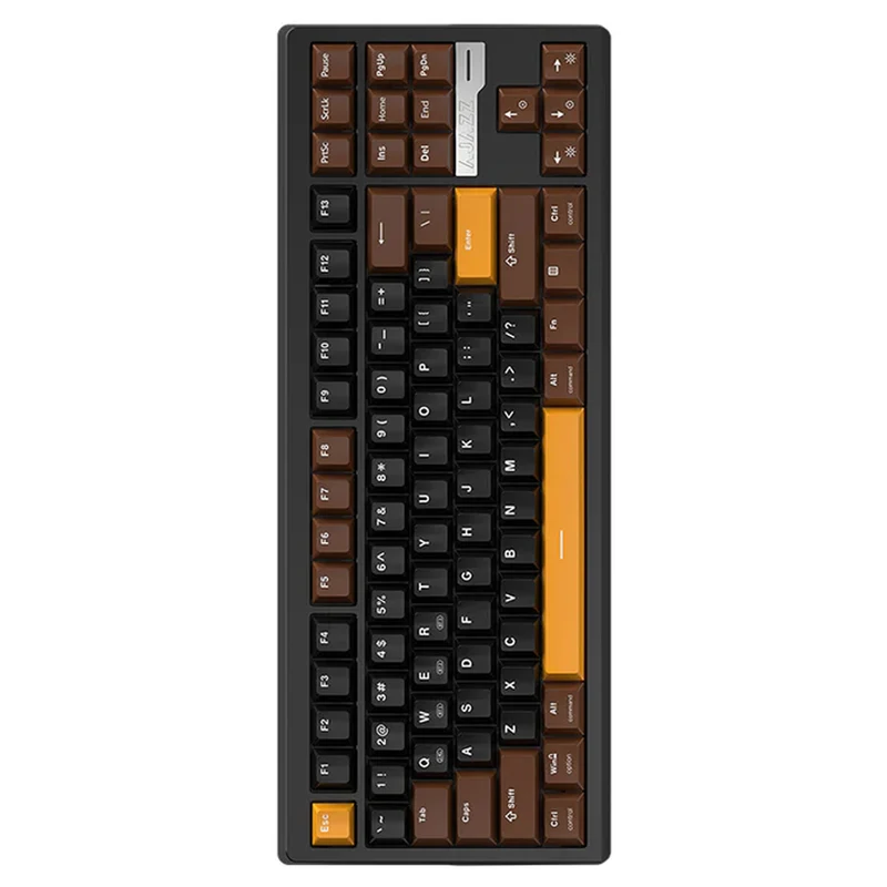Ajazz QS87 RGB Tri-Mode 87-Keys Aluminum CNC Case Gasket-Mounted Hot-Swappable Mechanical Keyboard (Brown/Black/Yellow) (Maillard Switch)