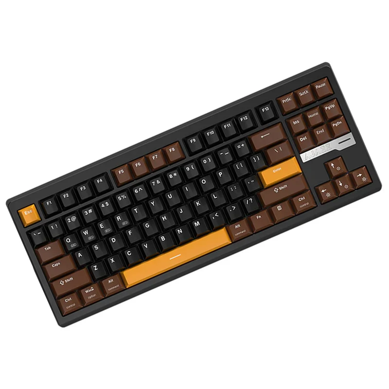 Ajazz QS87 RGB Tri-Mode 87-Keys Aluminum CNC Case Gasket-Mounted Hot-Swappable Mechanical Keyboard (Brown/Black/Yellow) (Maillard Switch)