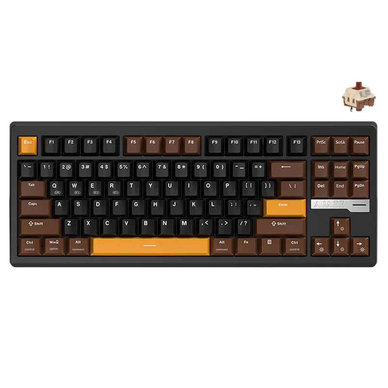 Ajazz QS87 RGB Tri-Mode 87-Keys Aluminum CNC Case Gasket-Mounted Hot-Swappable Mechanical Keyboard (Brown/Black/Yellow) (Maillard Switch)