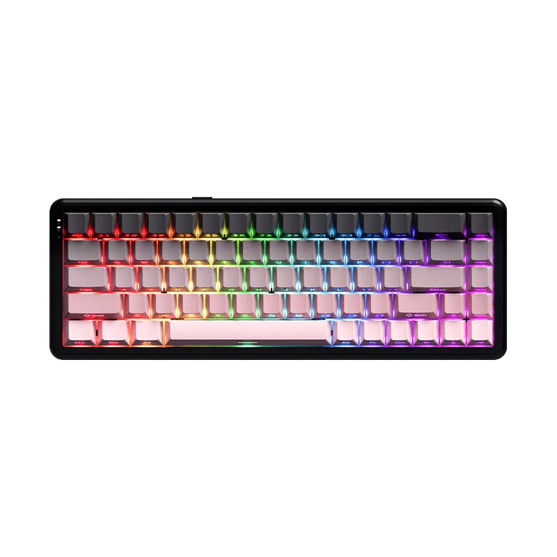 Ajazz AK680 Max RGB Tri-Mode 68-Keys Aluminum Positioning Plate Gasket-Mounted South Facing (8K Wireless + 8K Wired) Polling Rate Hot Swappable Mechanical Keyboard (Gradient Pink) (Magnetic Grain Switch)