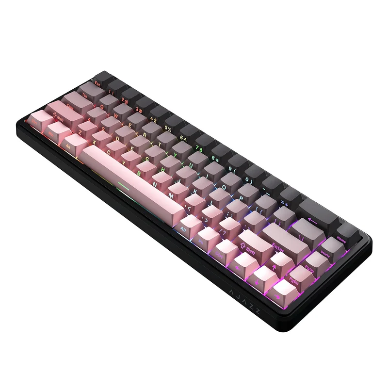 Ajazz AK680 Max RGB Tri-Mode 68-Keys Aluminum Positioning Plate Gasket-Mounted South Facing (8K Wireless + 8K Wired) Polling Rate Hot Swappable Mechanical Keyboard (Gradient Pink) (Magnetic Grain Switch)