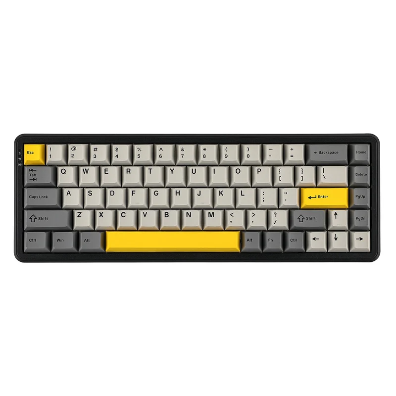 Ajazz AK680 Max RGB Tri-Mode 68-Keys Aluminum Positioning Plate Gasket-Mounted South Facing (1K Wireless + 8K Wired) Polling Rate Hot Swappable Mechanical Keyboard (Black/Grey/Yellow) (Magnetic Grain Switch)