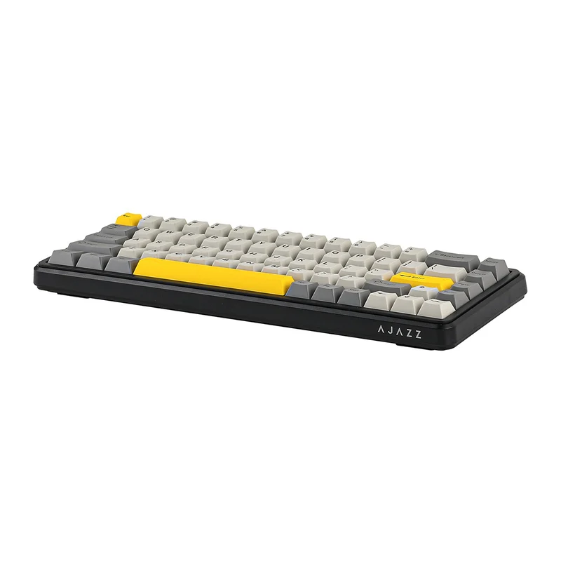 Ajazz AK680 Max RGB Tri-Mode 68-Keys Aluminum Positioning Plate Gasket-Mounted South Facing (1K Wireless + 8K Wired) Polling Rate Hot Swappable Mechanical Keyboard (Black/Grey/Yellow) (Magnetic Grain Switch)