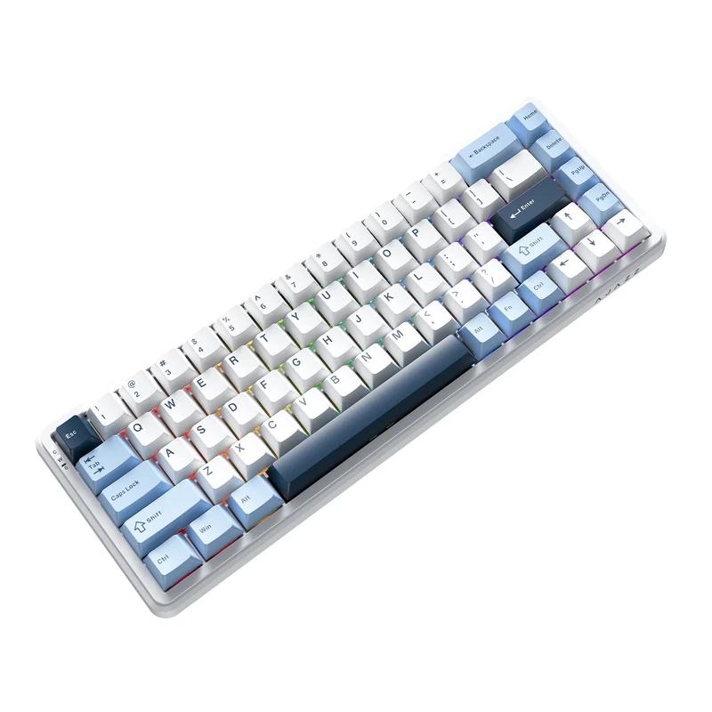 Ajazz AK680 Max RGB Tri-Mode 68-Keys Aluminum Positioning Plate Gasket-Mounted South Facing (1K Wireless + 8K Wired) Polling Rate Hot Swappable Mechanical Keyboard (Blue/White/Blue) (Magnetic Grain Switch)