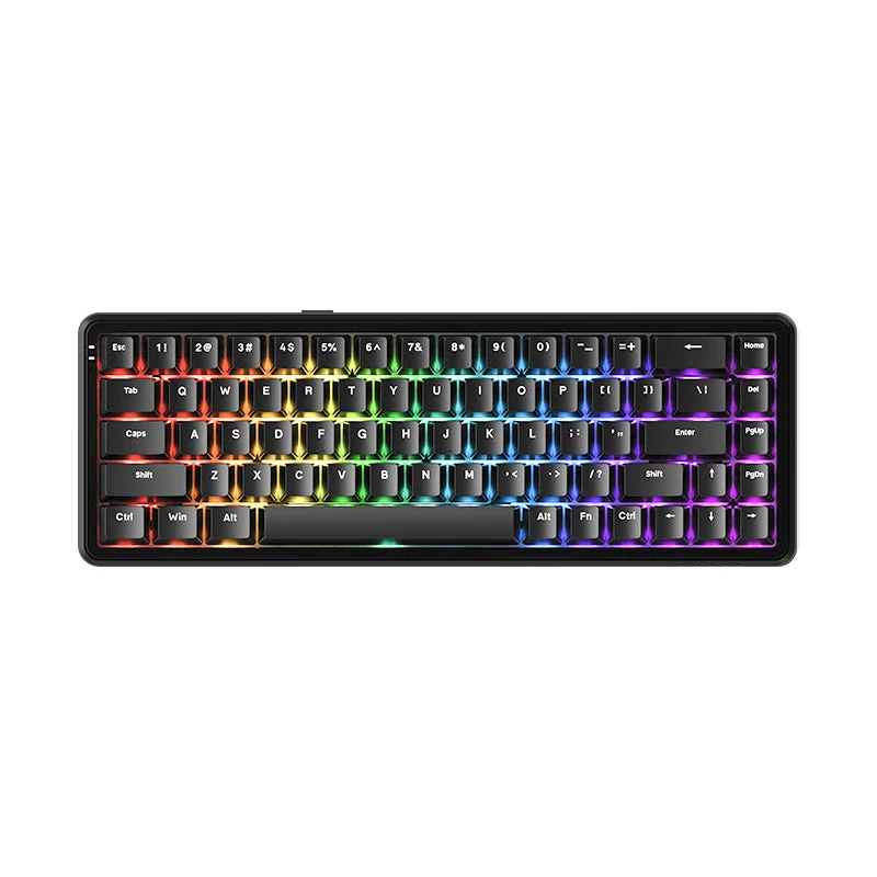Ajazz AK680 Max RGB Tri-Mode 68-Keys Aluminum Positioning Plate Gasket-Mounted South Facing (1K Wireless + 8K Wired) Polling Rate Hot Swappable Mechanical Keyboard (Black) (Magnetic Grain Hifi Switch)