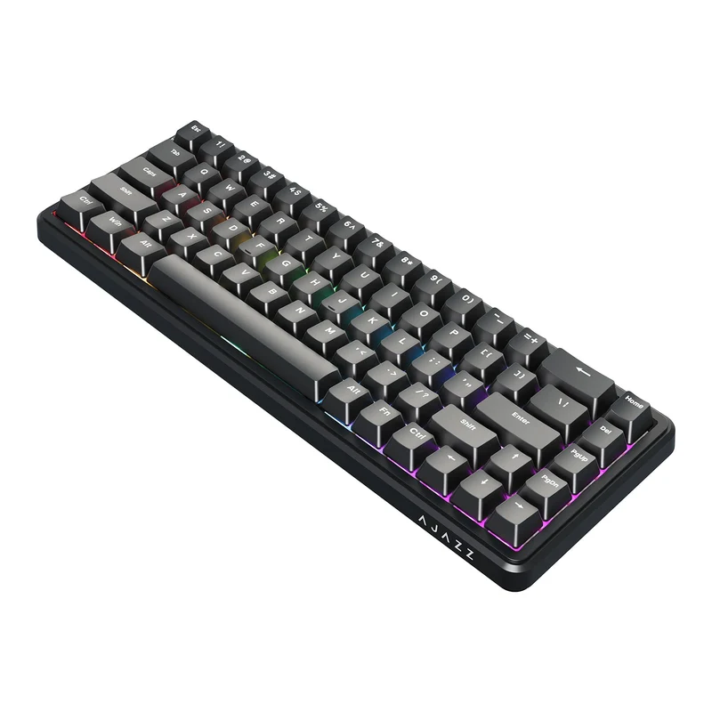 Ajazz AK680 Max RGB Tri-Mode 68-Keys Aluminum Positioning Plate Gasket-Mounted South Facing (1K Wireless + 8K Wired) Polling Rate Hot Swappable Mechanical Keyboard (Black) (Magnetic Grain Hifi Switch)
