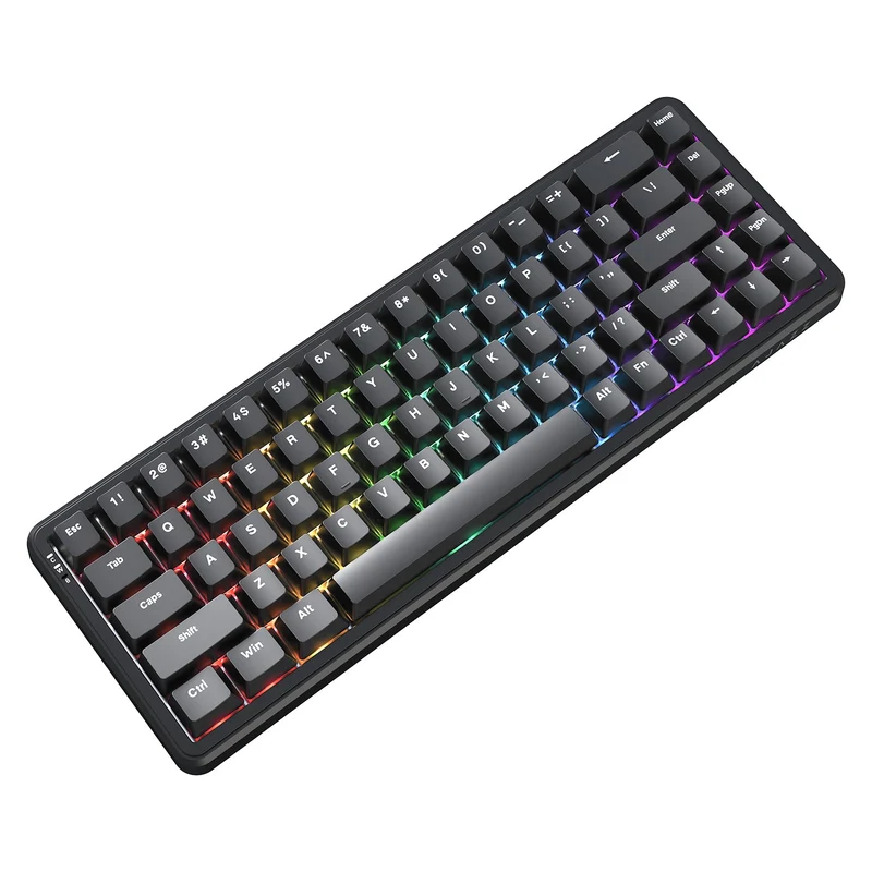 Ajazz AK680 Max RGB Tri-Mode 68-Keys Aluminum Positioning Plate Gasket-Mounted South Facing (1K Wireless + 8K Wired) Polling Rate Hot Swappable Mechanical Keyboard (Black) (Magnetic Grain Hifi Switch)