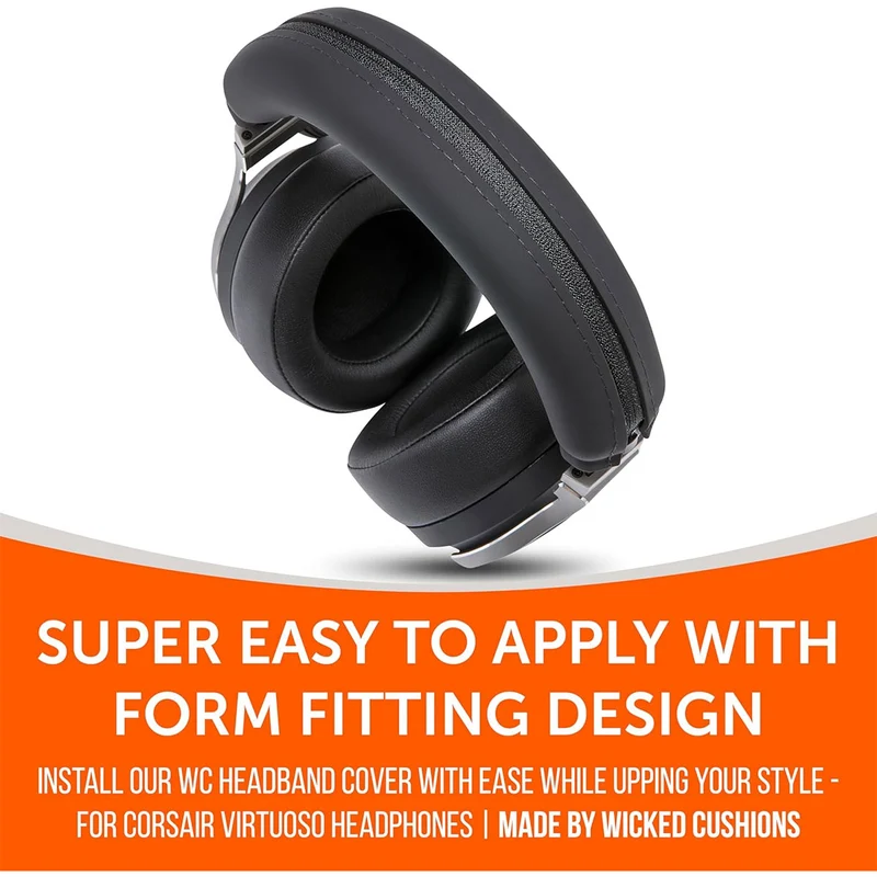Wicked Cushions Corsair Virtuoso Silicone Headband Cover - WC BandZ Virtuoso V2 (Black, Black Camo, Geo Grey, Gold Marble)