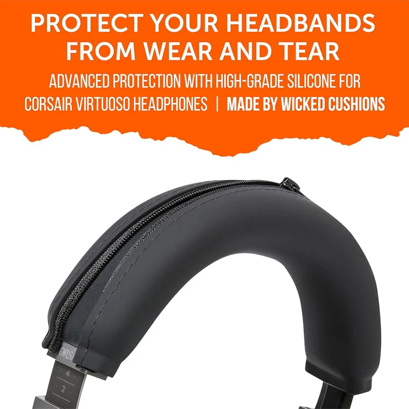 Wicked Cushions Corsair Virtuoso Silicone Headband Cover - WC BandZ Virtuoso V2 (Black, Black Camo, Geo Grey, Gold Marble)