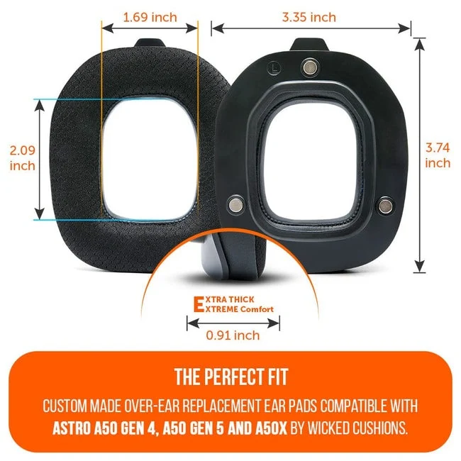 Wicked Cushions Astro A50 Gen 4 / Astro A50 Gen 5 / Astro A50X Earpads - WC FreeZe Cooling Gel (Black, Black Camo, 90s White, 90s Black)