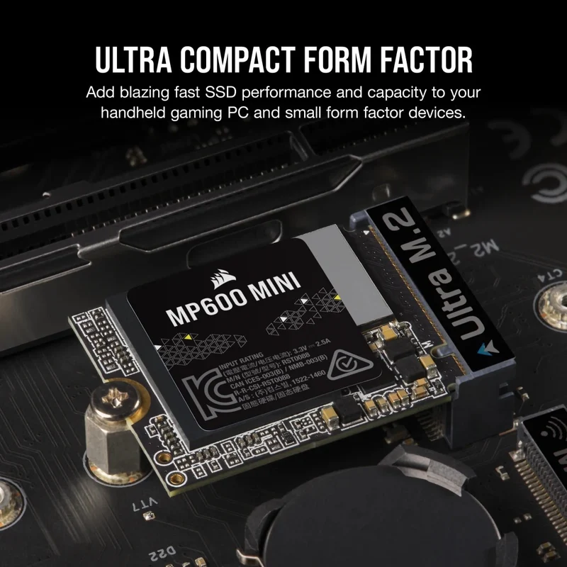 Corsair MP600 Mini 2TB PCIe Gen4 x4 NVMe M.2 2230 SSD (CSSD-F2000GBMP600MNR2)