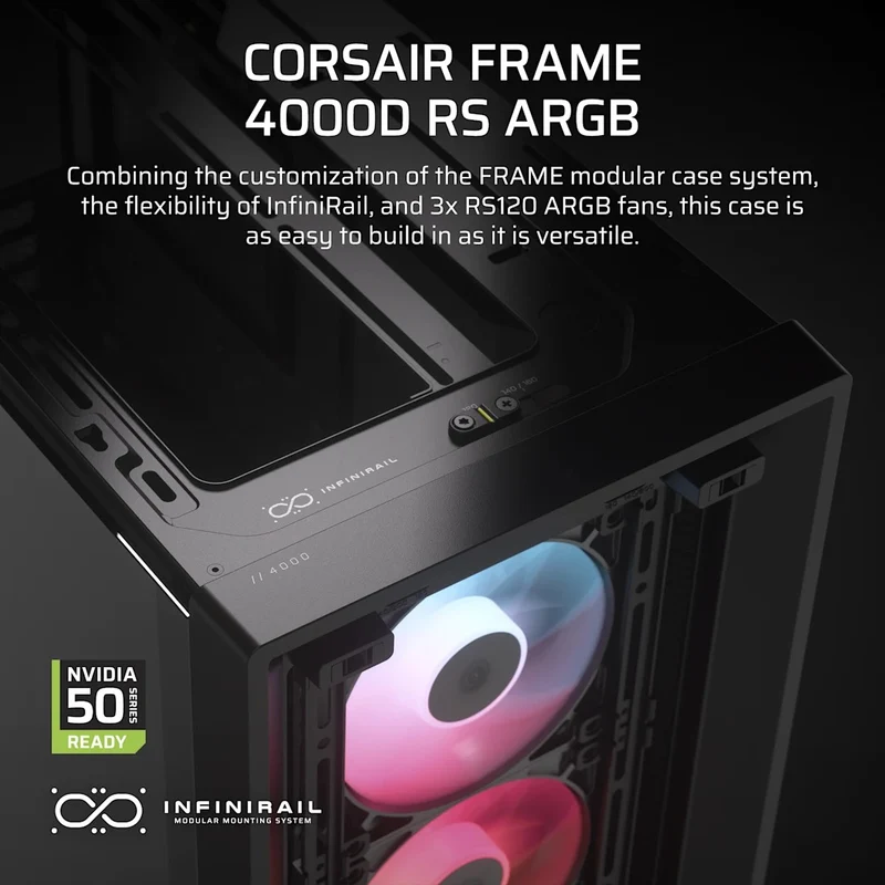 Corsair Frame 4000D RS ARGB Modular Mid-Tower PC Case (Black, White)