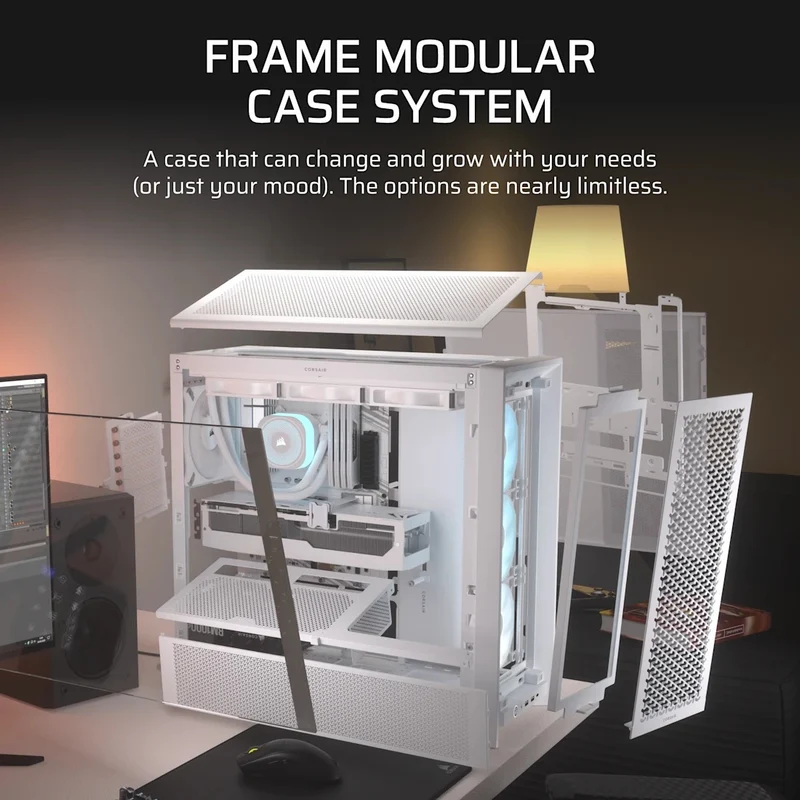Corsair Frame 4000D RS ARGB Modular Mid-Tower PC Case (Black, White)