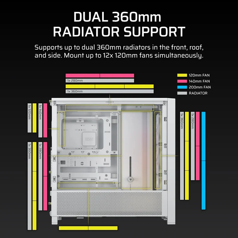 Corsair Frame 4000D RS ARGB Modular Mid-Tower PC Case (Black, White)