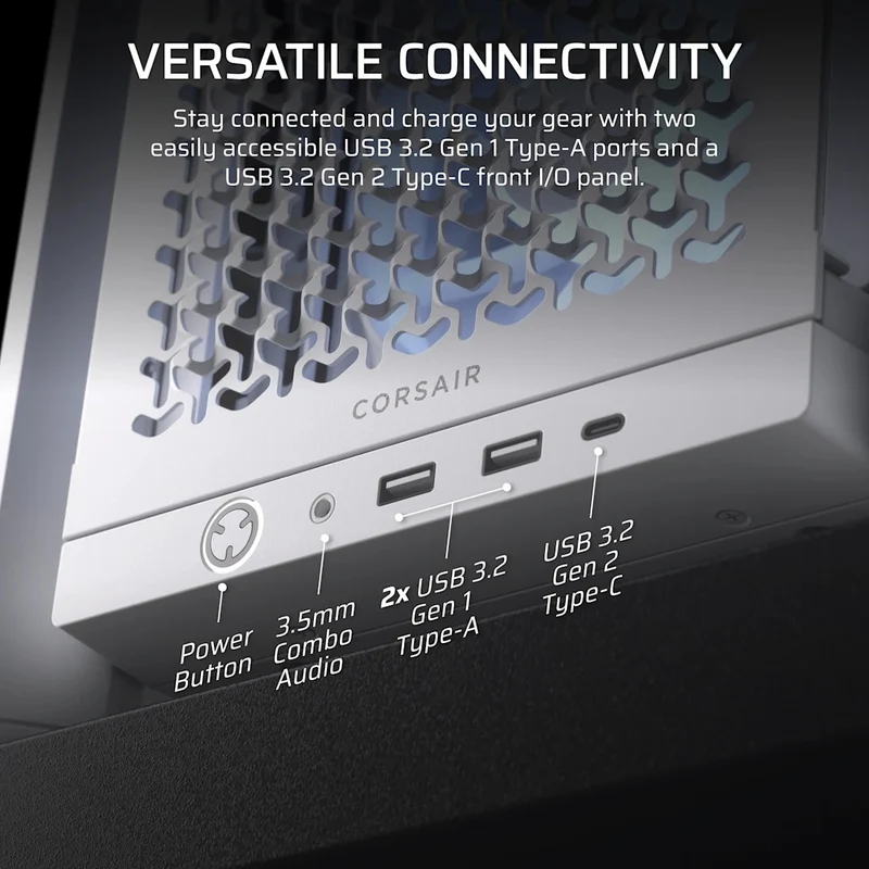 Corsair Frame 4000D RS ARGB Modular Mid-Tower PC Case (Black, White)