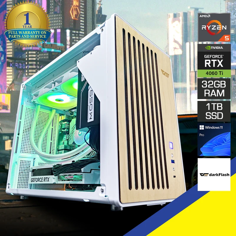 Sigma WD200 White Desktop Gaming PC | AMD Ryzen 5 5600X | 32GB RAM | 1TB SSD | with WiFi + Bluetooth | GeForce RTX 4060 Ti OC | Windows 11 Pro