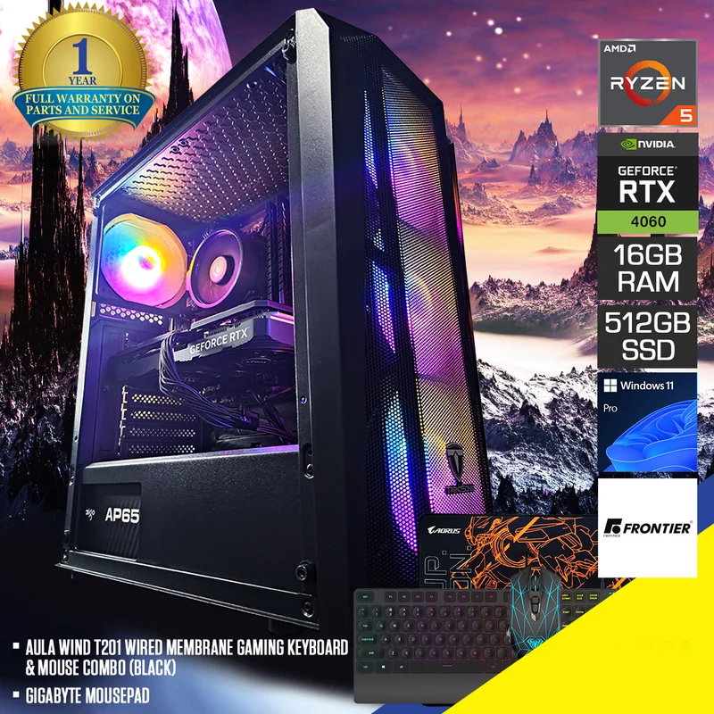 Alpha Cronus Black Desktop Gaming PC | AMD Ryzen 5 5600 | 16GB RAM | 512GB SSD | with WiFi + Bluetooth | GeForce RTX 4060 | Windows 11 Pro