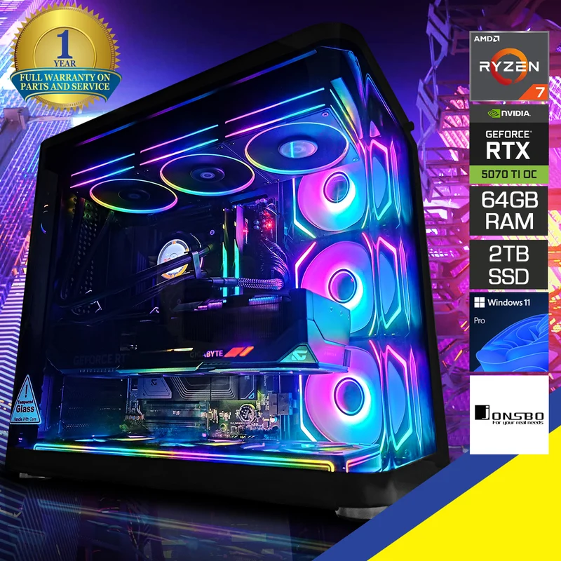 Ultra TK-2 Black Desktop Gaming PC | AMD Ryzen 7 9800X3D | 64GB RAM | 2TB SSD | RTX 5070 Ti OC | Windows 11 Pro