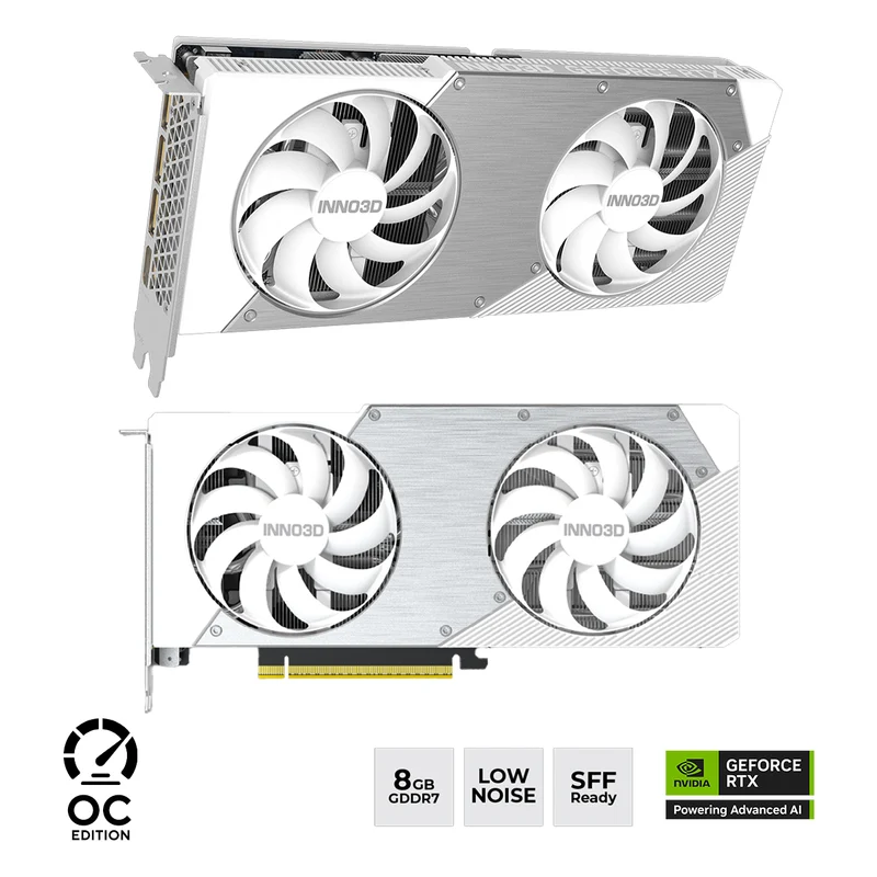 INNO3D GeForce RTX 5060 Ti Twin X2 OC 8GB GDDR7 Graphics Card (White) (N506T2-08D7X-193075W)