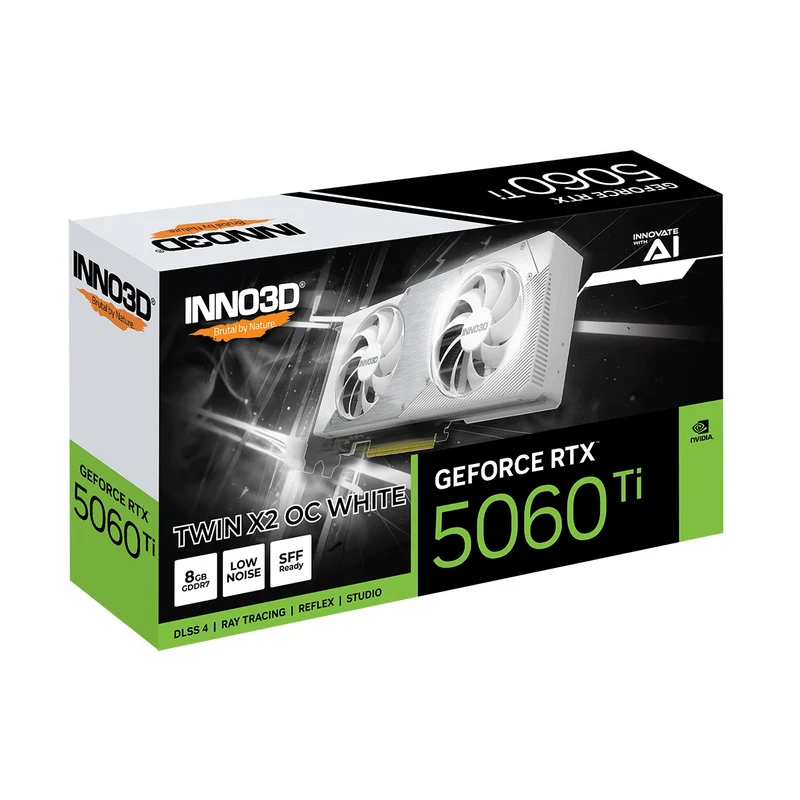 INNO3D GeForce RTX 5060 Ti Twin X2 OC 8GB GDDR7 Graphics Card (White) (N506T2-08D7X-193075W)