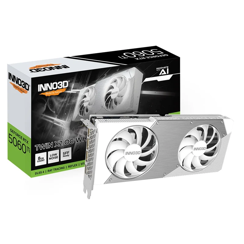 INNO3D GeForce RTX 5060 Ti Twin X2 OC 8GB GDDR7 Graphics Card (White) (N506T2-08D7X-193075W)
