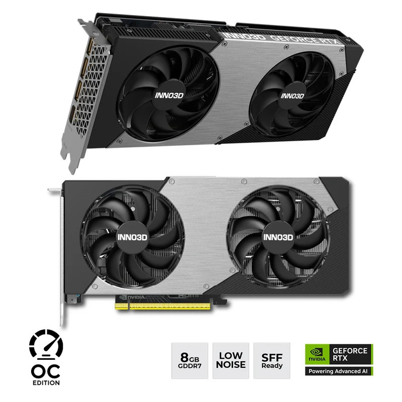 INNO3D GeForce RTX 5060 Ti Twin X2 OC 8GB GDDR7 Graphics Card (N506T2-08D7X-193075N)