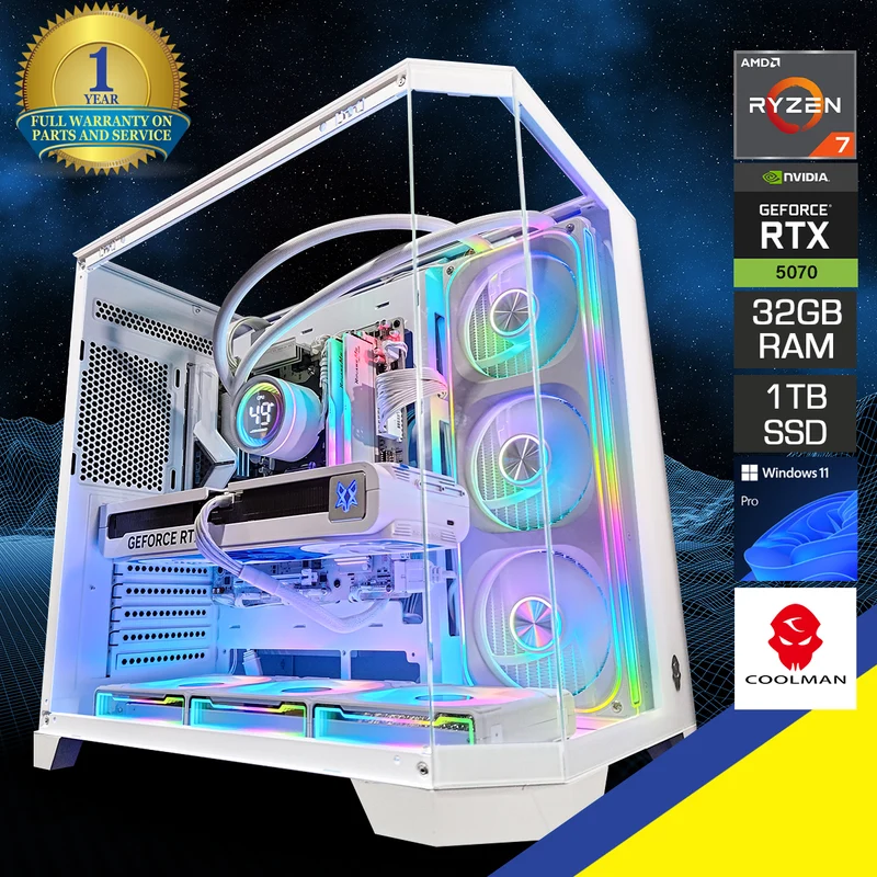 Sophos Zentra White Desktop Gaming PC | AMD Ryzen 7 7700X | 32GB RAM | 1TB SSD | RTX 5070 | Windows 11 Pro