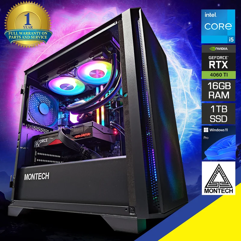 Sigma Air 100 Black Desktop Gaming PC | Intel i5 14400F | 16GB RAM | 1TB SSD | RTX 4060 Ti | Windows 11 Pro