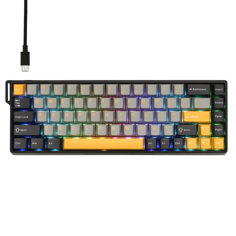Aula WIN68HE 68-Key RGB 65% Wired Magnetic Switch Gaming Keyboard (Wing Chun Switch) (Grey/Yellow/Black)