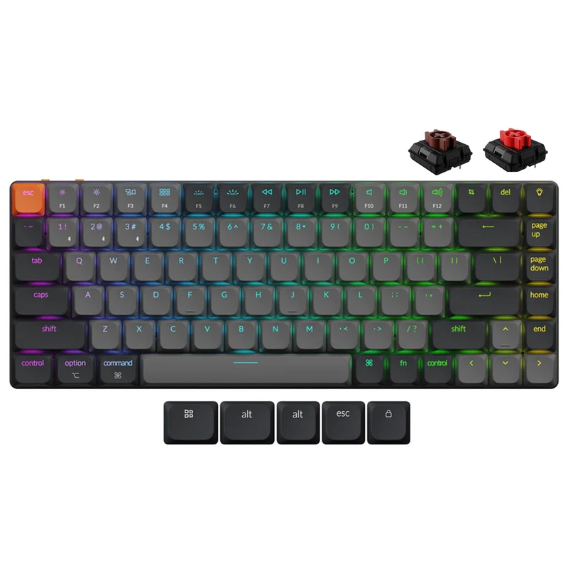 Keychron K3 MAX QMK/VIA RGB Backlight Compact Wireless Mechanical Keyboard Version 3 - Black/Grey (Low Profile Gateron Mechanical Red Switch, Low Profile Gateron Mechanical Brown Switch) (K3X-H1, K3X-H3)